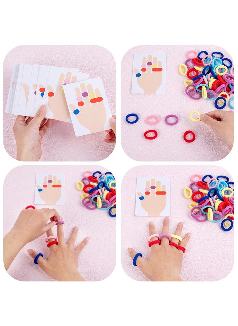 RedMapleTEK 1 Set Early Educational Thinking Training Puzzle Game for Teens, Ring Battle Game with Elastic Bands and Bell, Interactive Desktop Games, Color Recognition Cards  - Image 2
