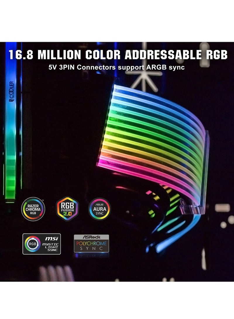 كاست ويف كابل مزود الطاقة، مجموعة تمديد كابل ATX RGB 24 سنًا، 16AWG، كابل PSU متزامن 5 فولت 3 سنون لبرامج RGB من جميع أنظمة إدارة كابلات اللوحات الأم الرئيسية - Image 3