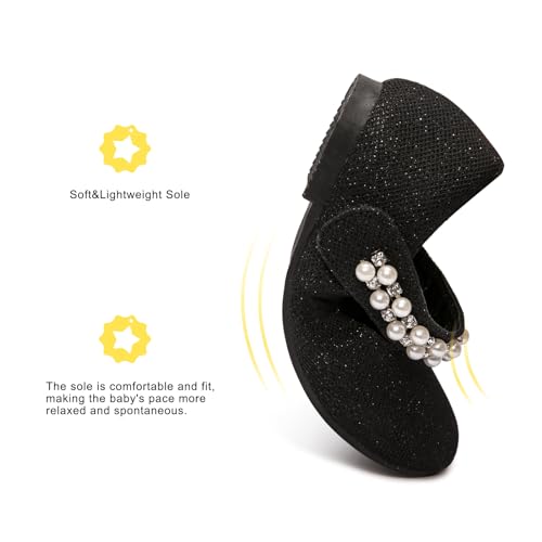 FUNKYMONKEY Toddler/Little Girl Mary Jane Dress Shoes Casual Slip on Ballet Flat (7 Toddler, Black/ZZLT) - Image 5