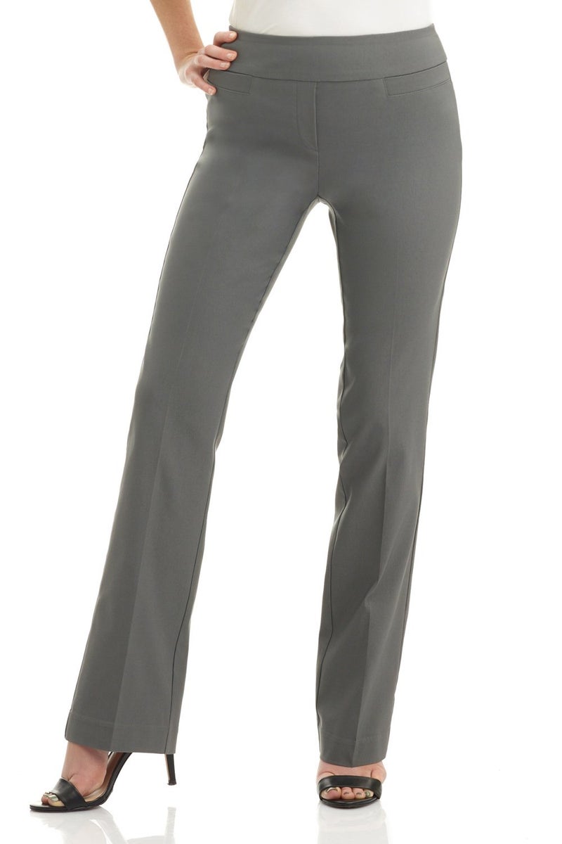 Rekucci Womens Ease into Comfort Stretchy Business Casual Bootcut Pull-On Everyday Office Pant in Regular/Tall/Petite Sizes (14 Short, Graphite) - Image 1
