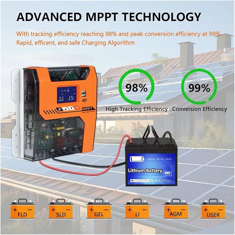 40A وحدة تحكم شحن شمسي MPPT للبطارية 12V 24V 36V 48V AGM جل مغمور Li - Image 5