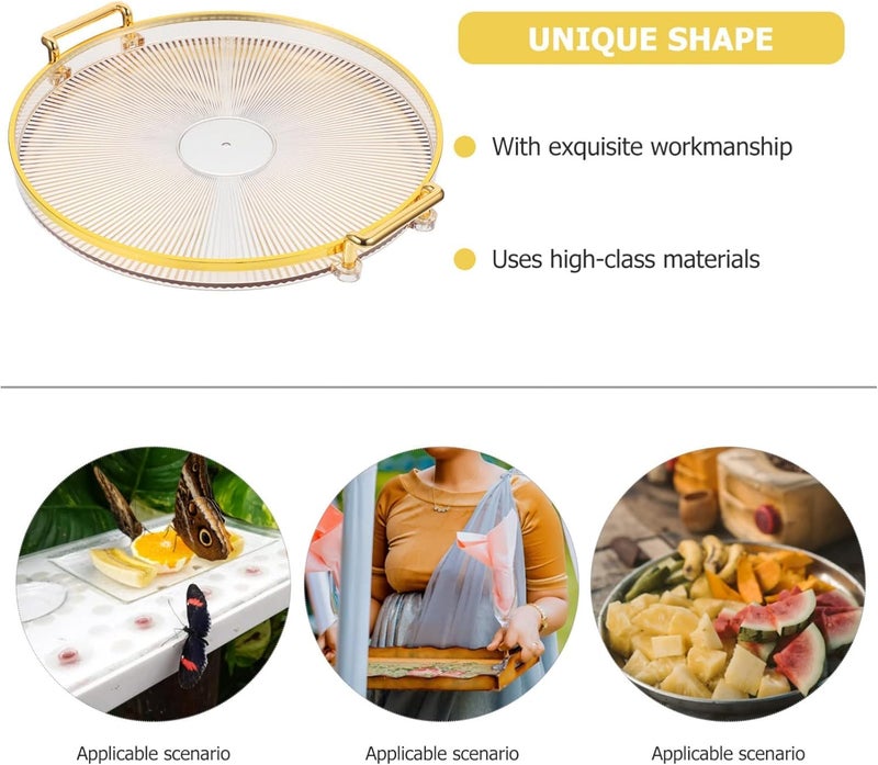 Deoxys Round Serving Tray with Golden Handles and Golden Rim Border, Decorative Plastic Serving Tray for Living Room, Bathroom, Kitchen | Tray Decor for Party, Coffee Table, Display - Image 5