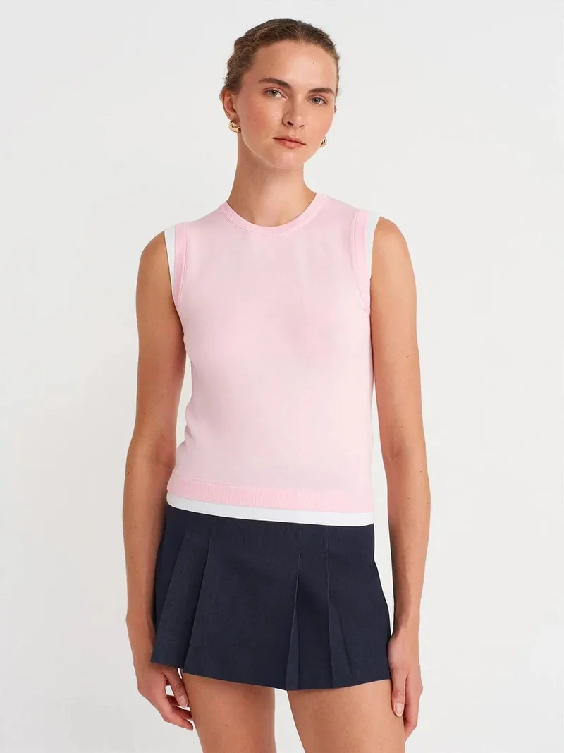ديلفين Dilvin Sleeveless Ribbed Knit Shell Top