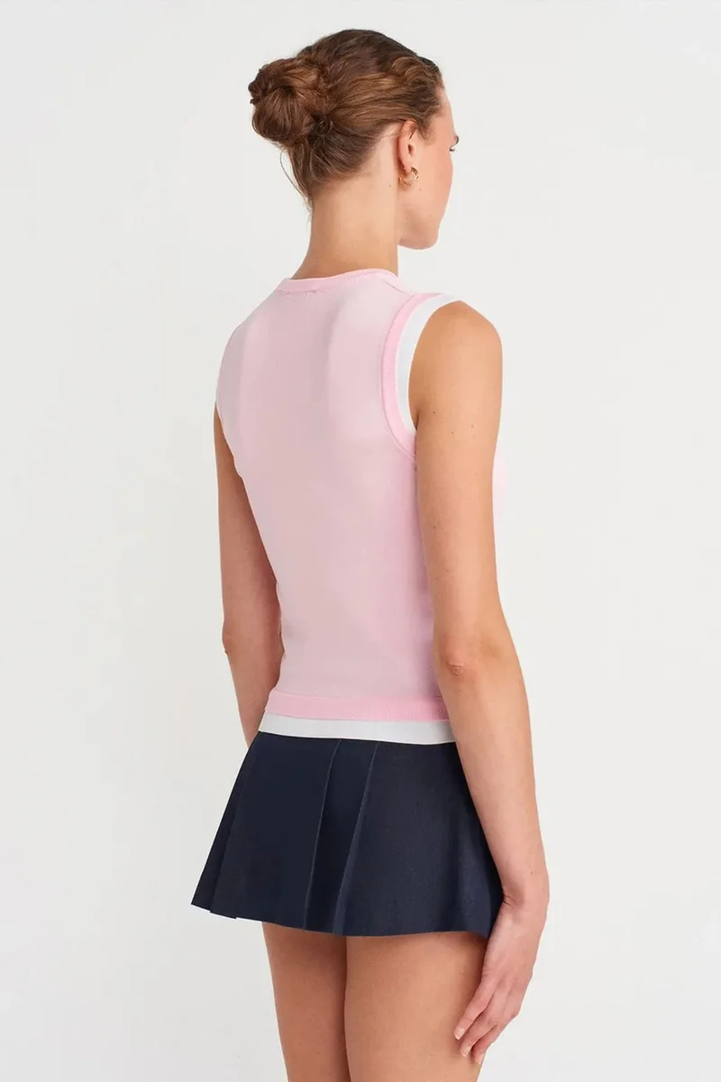 Dilvin Blush Pink DILVIN Sleeveless Ribbed Knit Shell Top for Women | Best Price UAE