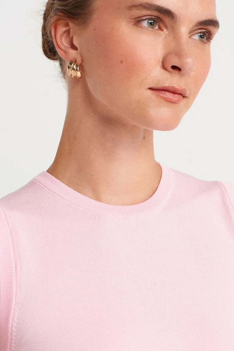 Dilvin Blush Pink DILVIN Sleeveless Ribbed Knit Shell Top for Women | Best Price UAE