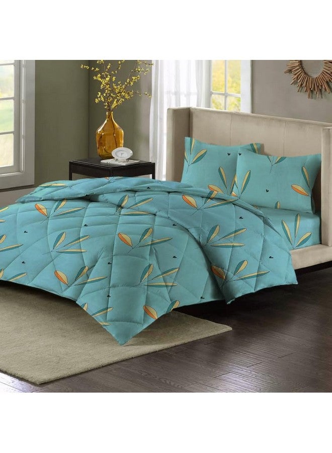 VAS COLLECTIONS Super Soft Glace Cotton King Size AC Comforter Wedding Gift Set (with Bag) for Double Bed with 1 Flat Bedsheet and 2 Pillow Cover Pastel Colours Mint Green (4PC Comforter Set) - Image 3