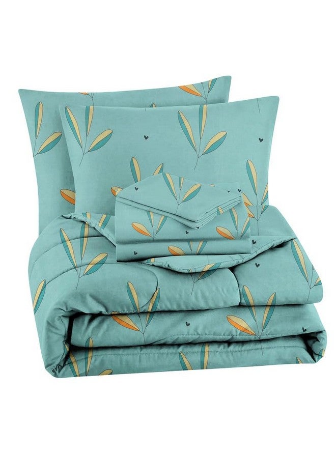 VAS COLLECTIONS Super Soft Glace Cotton King Size AC Comforter Wedding Gift Set (with Bag) for Double Bed with 1 Flat Bedsheet and 2 Pillow Cover Pastel Colours Mint Green (4PC Comforter Set) - Image 1