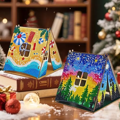 Party Ready 3D Diamond Painting Tent Craft Kit with LED Lights – Full Drill Crystal Mosaic Wood Puzzle, DIY Holiday Decorative Art for Home Display (Starry Night) - Image 3