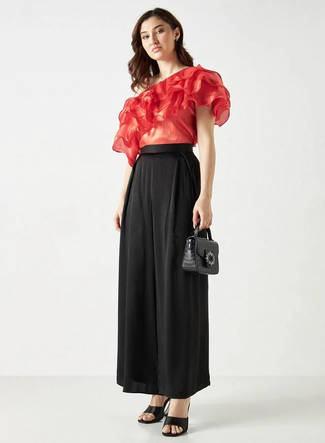 2Xtremz 2Xtremz One Shoulder Top with Ruffles