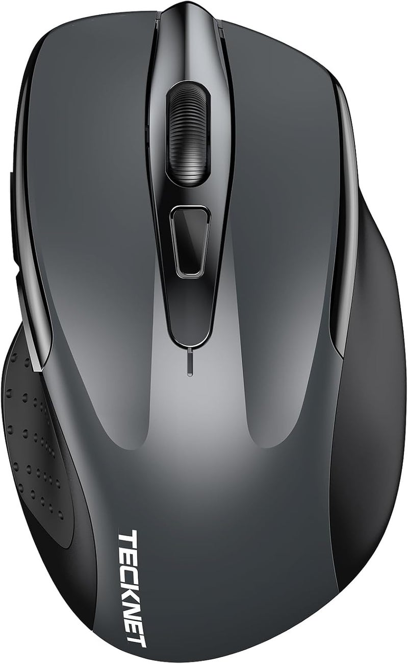 TECKNET Wireless Mouse (2.4G & BT5.0/3.0) Silent 4800 DPI Computer USB A & Bluetooth Mouse 6 Buttons, Wide Compatibility - Grey - Image 1