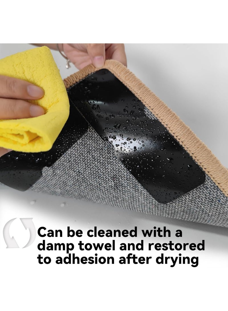 يلا جوي لاصقات لاصقة للسجاد مانعة للانزلاق، وسادات سجاد قابلة لإعادة الاستخدام وقابلة للغسل على الوجهين، لاصقات قوية للسجاد المسطح، تحافظ على الزوايا مسطحة، لا تتلف الأرضيات القابلة للإزالة، 12 قطعة - Image 5