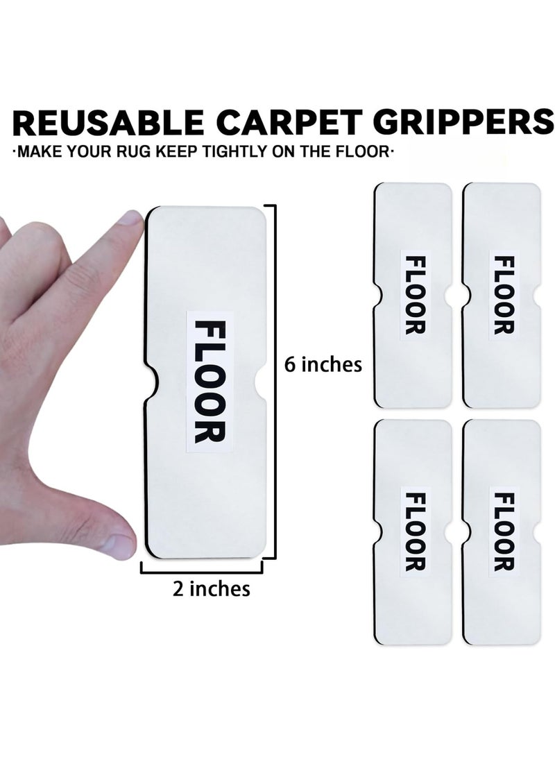 يلا جوي لاصقات لاصقة للسجاد مانعة للانزلاق، وسادات سجاد قابلة لإعادة الاستخدام وقابلة للغسل على الوجهين، لاصقات قوية للسجاد المسطح، تحافظ على الزوايا مسطحة، لا تتلف الأرضيات القابلة للإزالة، 12 قطعة - Image 2