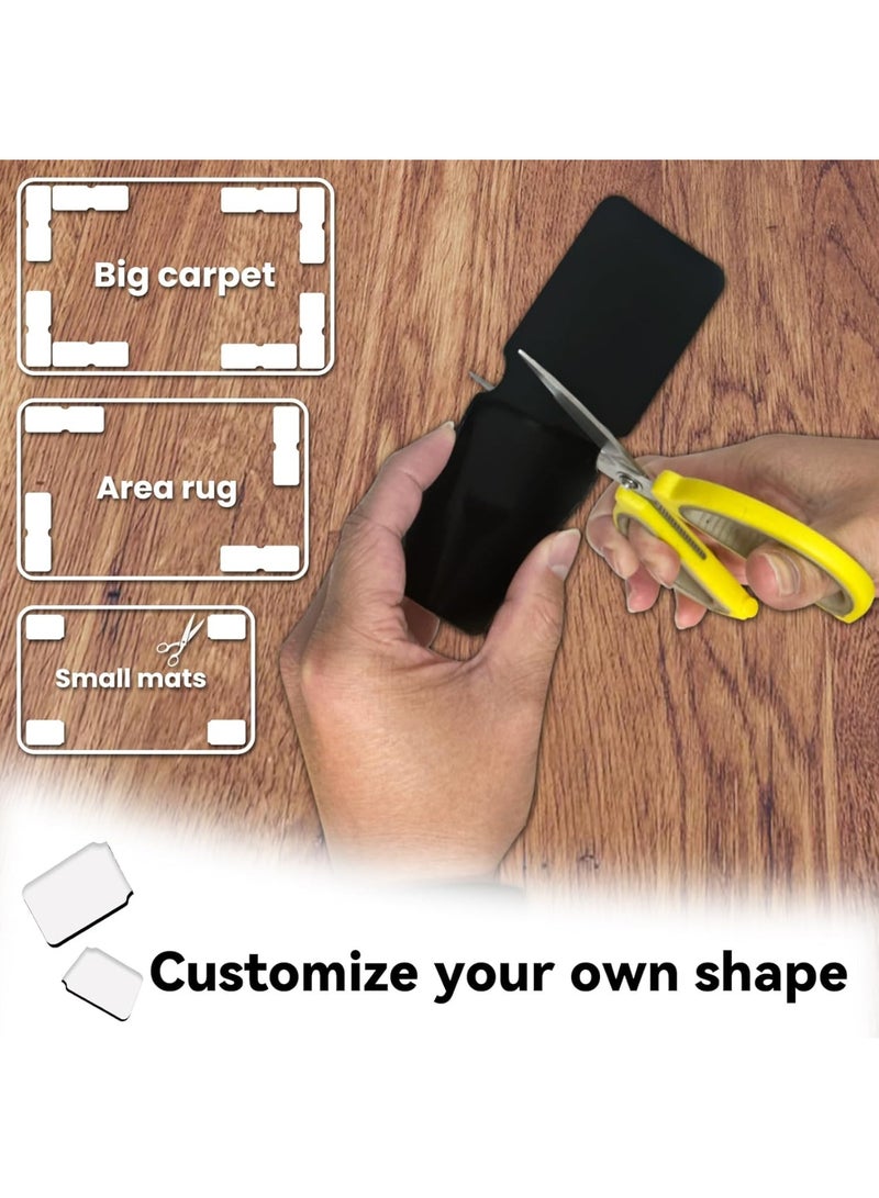 يلا جوي لاصقات لاصقة للسجاد مانعة للانزلاق، وسادات سجاد قابلة لإعادة الاستخدام وقابلة للغسل على الوجهين، لاصقات قوية للسجاد المسطح، تحافظ على الزوايا مسطحة، لا تتلف الأرضيات القابلة للإزالة، 12 قطعة - Image 3