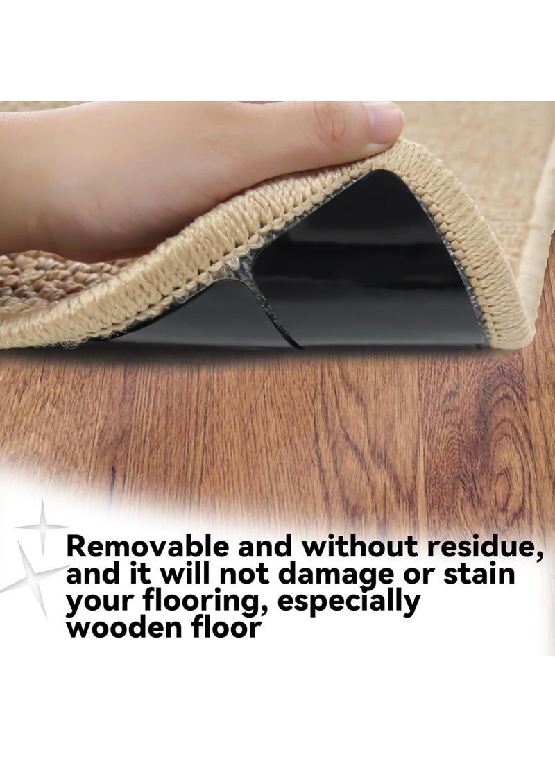 يلا جوي لاصقات لاصقة للسجاد مانعة للانزلاق، وسادات سجاد قابلة لإعادة الاستخدام وقابلة للغسل على الوجهين، لاصقات قوية للسجاد المسطح، تحافظ على الزوايا مسطحة، لا تتلف الأرضيات القابلة للإزالة، 12 قطعة - Image 4