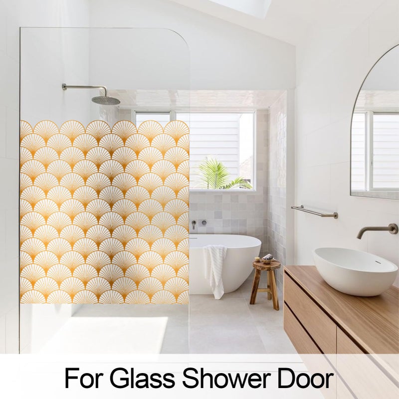DKTIE Geometric Art Stained Glass Window Film Bathroom Window Privacy Film Frosted Glass Static Clings Non Adhesive with Installation Tools, Modern Home Improvement Style (S117, 17.7'' x 78.7'') - Image 2