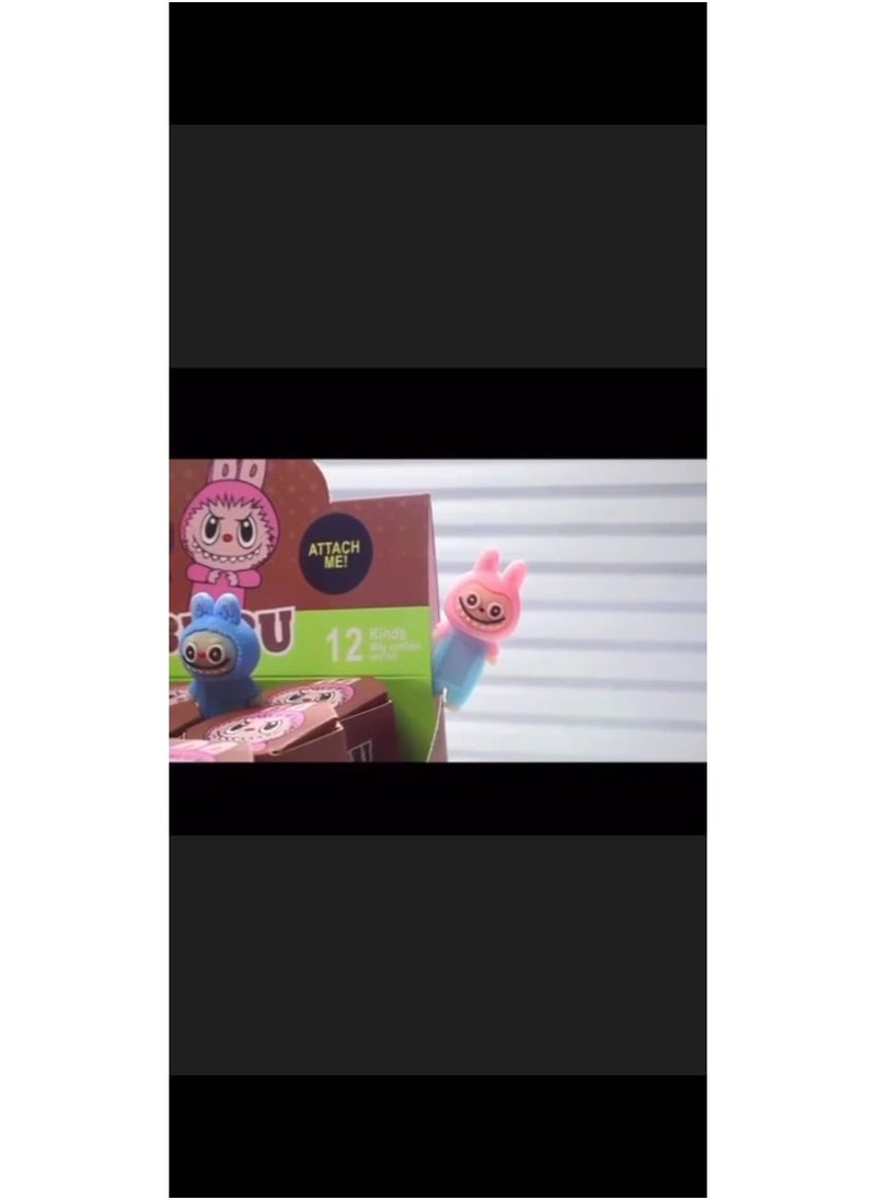 LABUBU Labubu Hipsters Blind Box Set  Cute PVC Cartoon Figure Dolls, Attachable Phone Stickers, Mystery Collectible Toys for Car & Desktop Decoration, Removable Adhesive, Trendy Mini Figurines, Surprise Gift for Fans  - Image 3