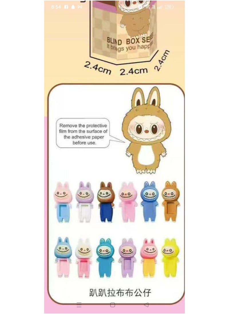 LABUBU Labubu Hipsters Blind Box Set  Cute PVC Cartoon Figure Dolls, Attachable Phone Stickers, Mystery Collectible Toys for Car & Desktop Decoration, Removable Adhesive, Trendy Mini Figurines, Surprise Gift for Fans  - Image 4