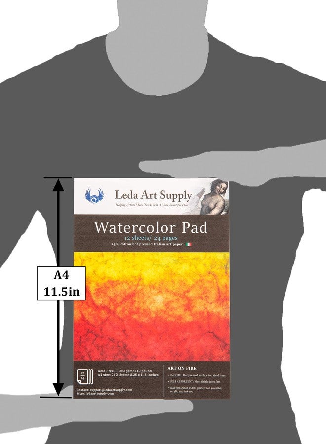Leda Art Supply Hot Pressed Watercolor Paper 2 Pack (24 Sheets) 300gm - 140 lb 25% Cotton fine Italian Art Water Color Paper | Smooth Surface for Professional renderings A4 Size 8.25 x 11.5 inch - Image 5