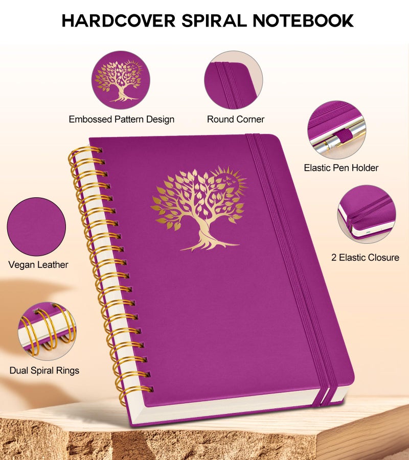 PERCUN Large Spiral Notebook Journal for Women Men - 300 Numbered Lined Pages, College Ruled,B5 Hardcover Spiral Bound Notebook for School, Work, Note Taking, Writing, Leather Spiral Journal 7"x10" - Image 3