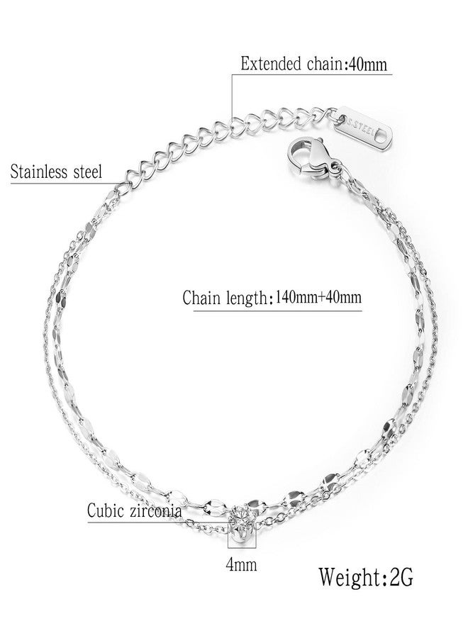 Yoursfs Silver Dainty Cubic Zirconia Trendy Bracelets For Women Thik Chain Adjustable Bracelets Trendy Jewelry - Image 2