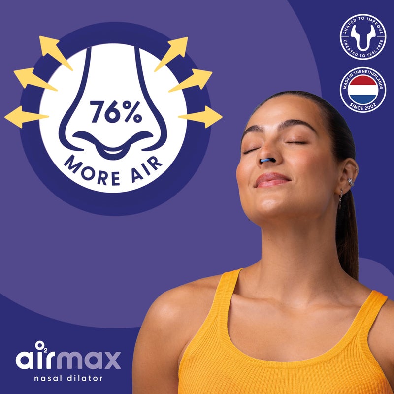 AIR MAX حزمة تجريبية من موسعات الأنف Air Max - أجهزة مضادة للشخير - 76% تدفق هواء أكثر لتحسين التنفس ومكافحة احتقان الأنف - ملائمة مضمونة (1x صغير و 1x متوسط) - قابلة لإعادة الاستخدام - Image 2
