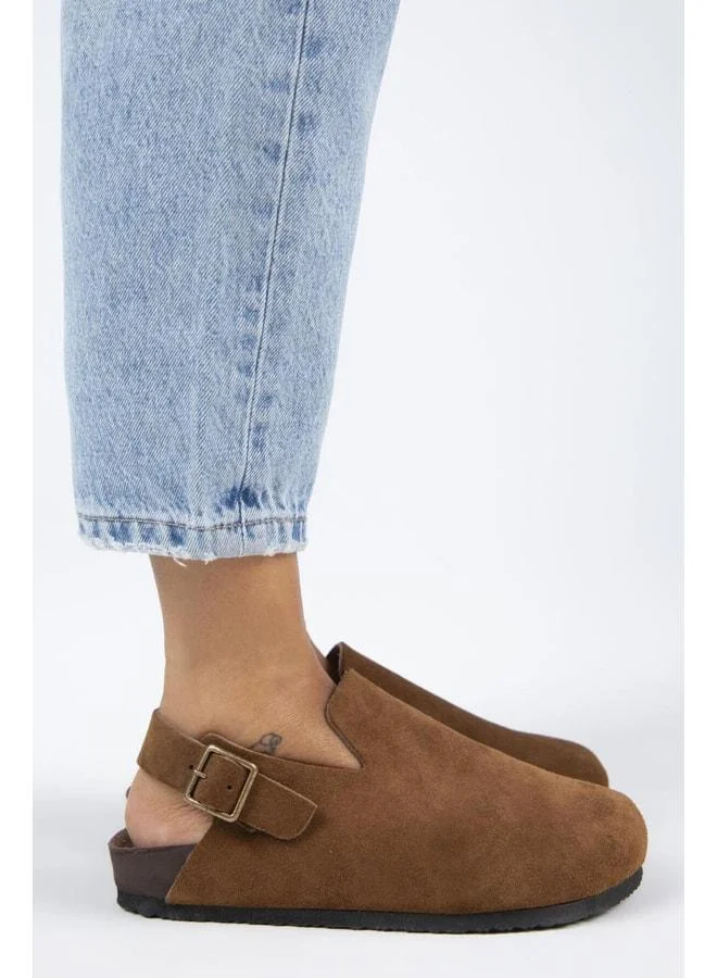 Holly 2 Women's Genuine Leather Belted Buckle Sabo Taba Sandal.