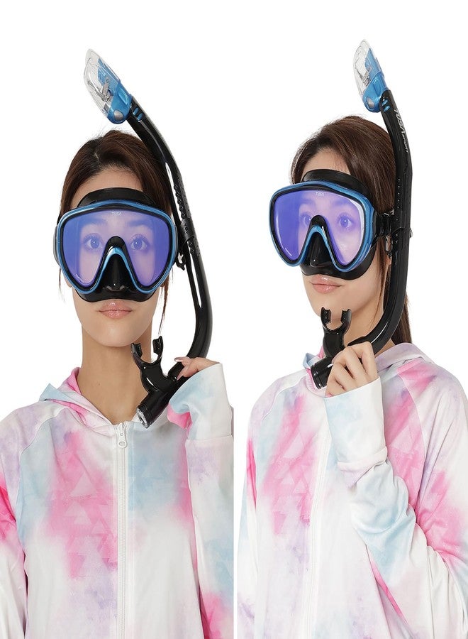 TUSA Sport UC-0118 Serene Adult Single-Window Mask & Dry Snorkel Set, Black/Fishtail Blue Mirrored Lens - Image 2