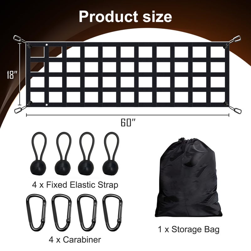 Wingsflee Tailgate Net - for Full Size Truck Cargo Net Compatible with Ford, Chevy, Dodge,Ram etc - Tail Gate Extender Nets for Pickup Truck Bed Accessories (60" x 18") - Image 3