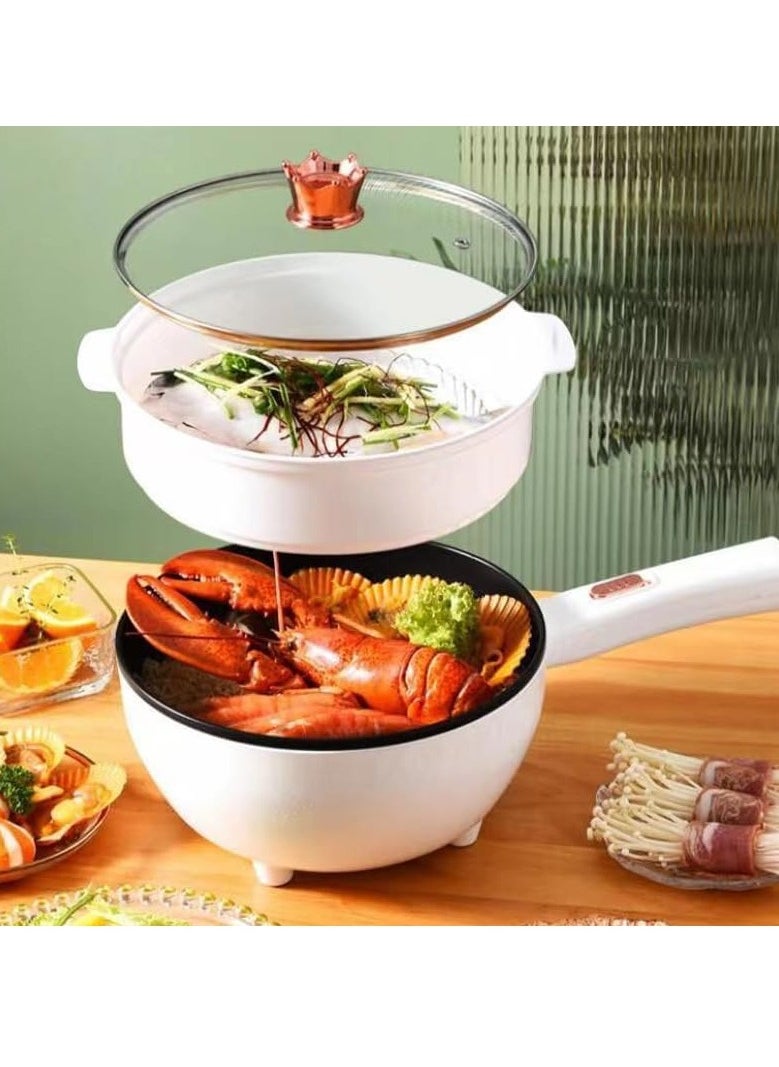 Arabest 3.5L Electric Hot Pot,Double-flavor Hot Pot,with Steamer & Temperature Control,Two Power Adjustments Multifunctional Non-stick Pot, Portable Saucepan Electric Cooking Pot  - Image 1