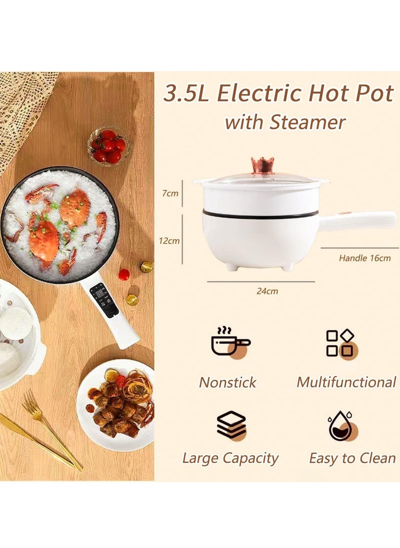 Arabest 3.5L Electric Hot Pot,Double-flavor Hot Pot,with Steamer & Temperature Control,Two Power Adjustments Multifunctional Non-stick Pot, Portable Saucepan Electric Cooking Pot  - Image 2