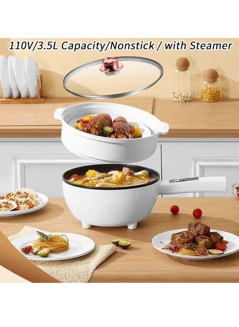 Arabest 3.5L Electric Hot Pot,Double-flavor Hot Pot,with Steamer & Temperature Control,Two Power Adjustments Multifunctional Non-stick Pot, Portable Saucepan Electric Cooking Pot  - Image 5