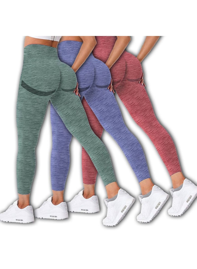 MARGOUN 3 Pack Of Women Seamless Legging Tummy Control High Waist Workout Gym Yoga Pants XL Multicolour 