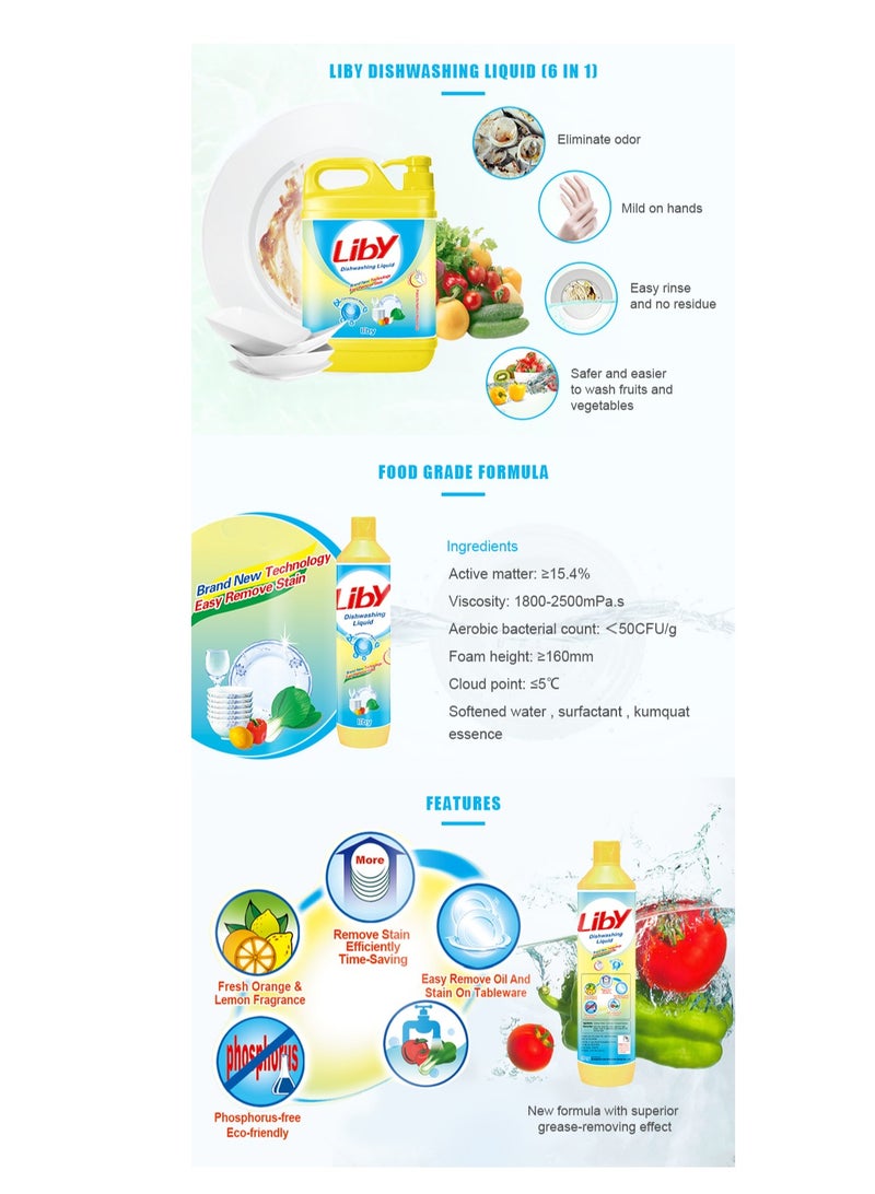 Liby 6-in-1 Dishwashing Liquid 2kg | No.1 Cleaning Brand in China - Image 2
