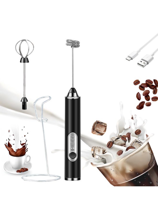 Rechargeable electric foam maker - hand-held 3-speed adjustable foam maker with stainless steel stirrer suitable for cappuccino/latte/hot chocolate coffee foam maker mini electric foam maker household beverage foam maker  - Image 1