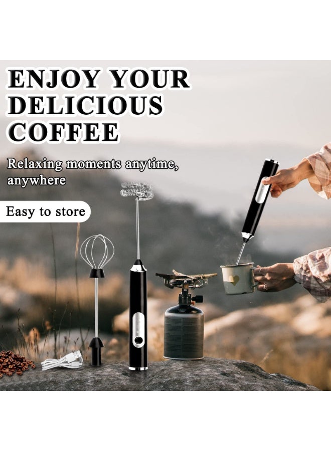 Rechargeable electric foam maker - hand-held 3-speed adjustable foam maker with stainless steel stirrer suitable for cappuccino/latte/hot chocolate coffee foam maker mini electric foam maker household beverage foam maker  - Image 3