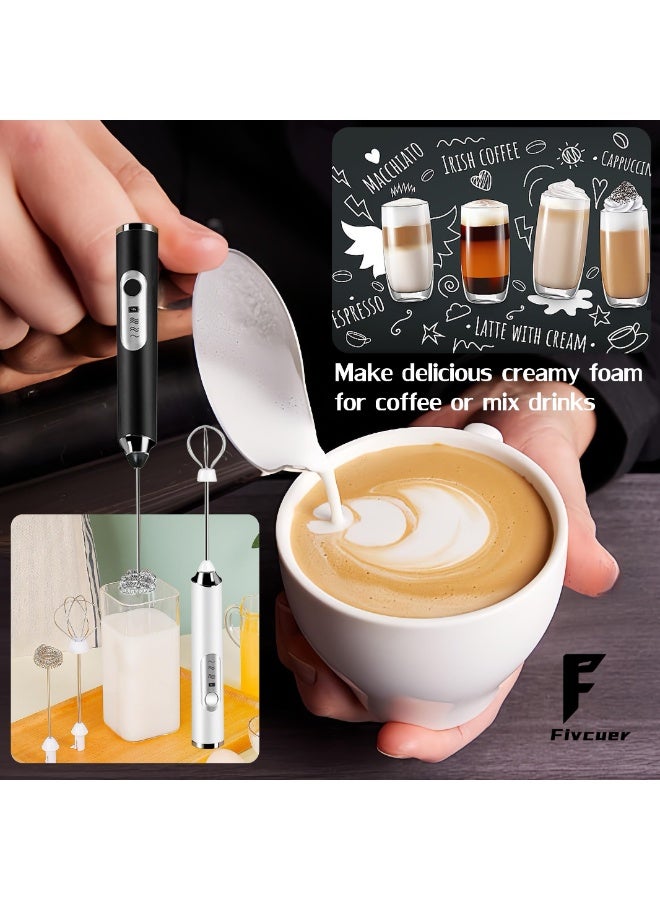 Rechargeable electric foam maker - hand-held 3-speed adjustable foam maker with stainless steel stirrer suitable for cappuccino/latte/hot chocolate coffee foam maker mini electric foam maker household beverage foam maker  - Image 5