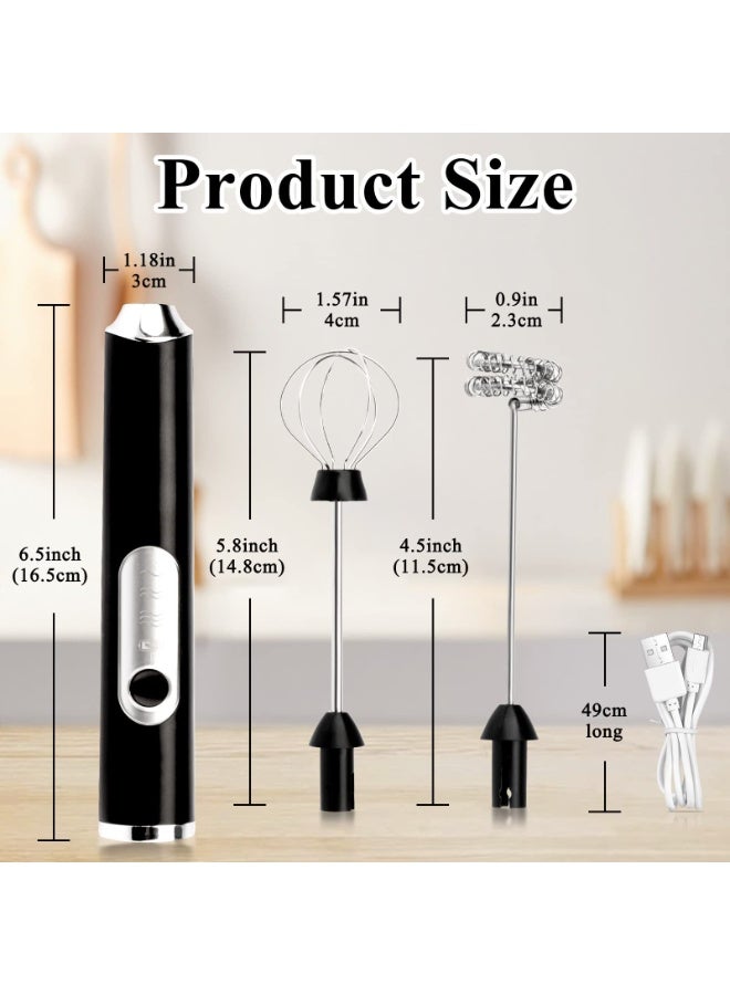 Rechargeable electric foam maker - hand-held 3-speed adjustable foam maker with stainless steel stirrer suitable for cappuccino/latte/hot chocolate coffee foam maker mini electric foam maker household beverage foam maker  - Image 2