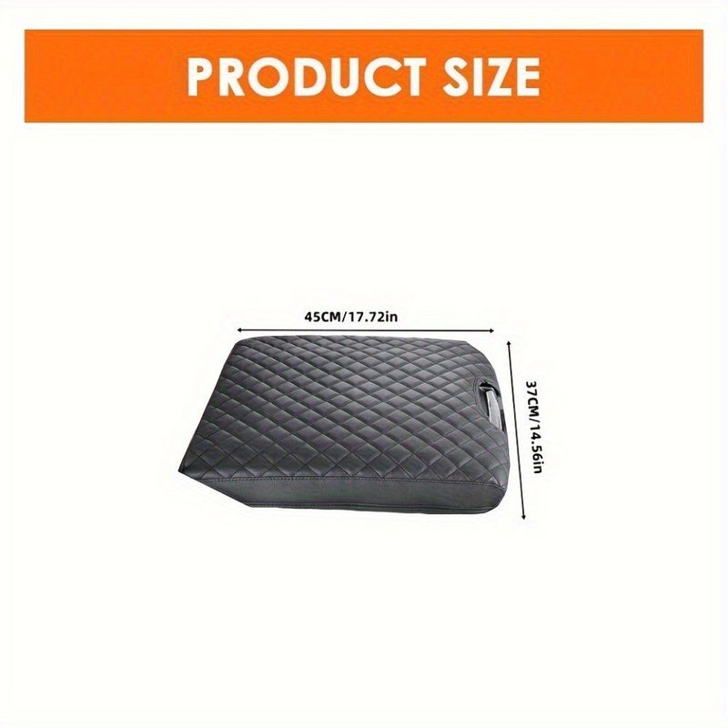 Universal Center Console Cover For Dodge Ram 1500 2500 3500 1500 Classic Models 2013 2024 Scratch Resistant Faux Leather Easy To Install Full Protection Black Quilted Design - Image 2