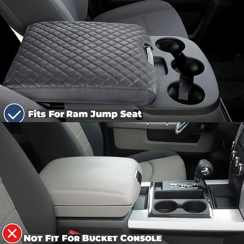 Universal Center Console Cover For Dodge Ram 1500 2500 3500 1500 Classic Models 2013 2024 Scratch Resistant Faux Leather Easy To Install Full Protection Black Quilted Design - Image 4