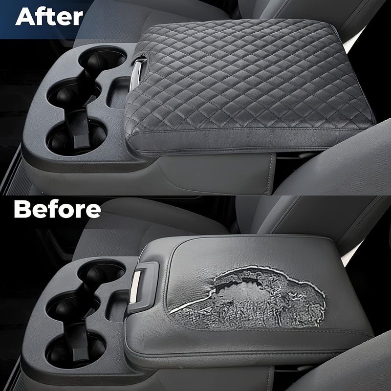 Universal Center Console Cover For Dodge Ram 1500 2500 3500 1500 Classic Models 2013 2024 Scratch Resistant Faux Leather Easy To Install Full Protection Black Quilted Design - Image 5