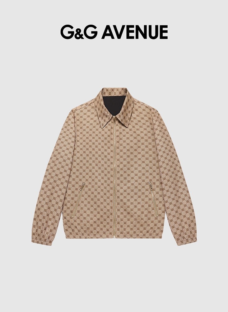 G&G AVENUE Spring and Autumn mens front zipper golf jacket oversized casual high neck jacket with pockets suitable for fashionable office double sided - Image 1