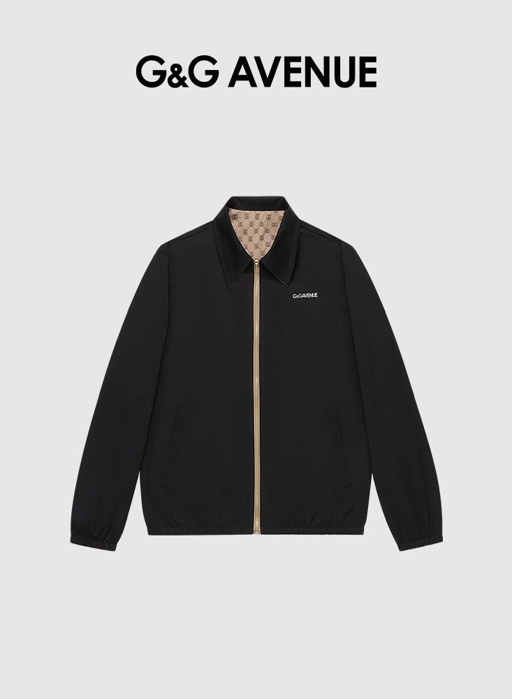 G&G AVENUE Spring and Autumn mens front zipper golf jacket oversized casual high neck jacket with pockets suitable for fashionable office double sided - Image 2