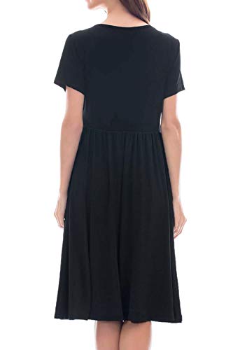 Smallshow Women's Short Sleeve Patchwork Nursing Dresses for Breastfeeding Medium Black - Image 3