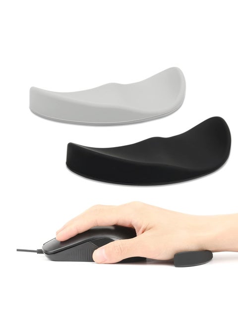 2 Pack Ergonomic Mouse Pads with Wrist Rests, Black+Grey, Smooth Gliding Surface.
