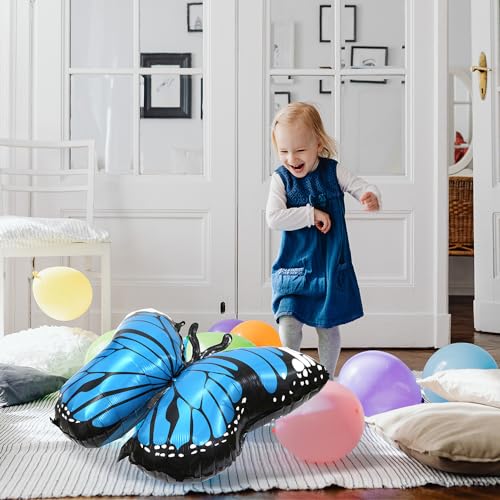 Deermon Blue Lovely 28 Inches Party Butterfly Balloon Kit 4 Piece Aluminum Foil Mylar Helium Butterflies Balloons for Butterfly Themed Party Wedding Birthday Baby Shower Party Decoration Supplies - Image 5