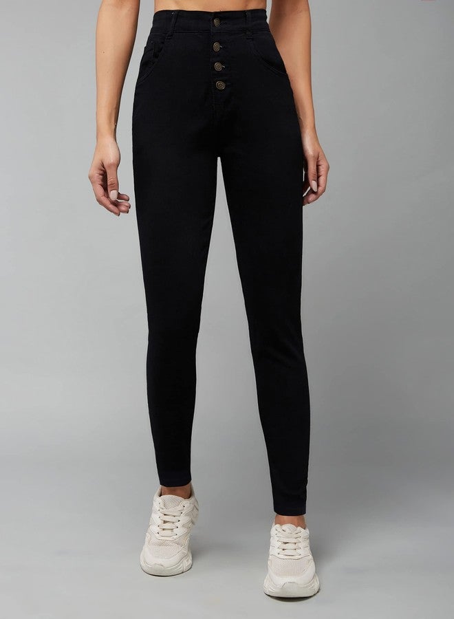 Miss Chase Women's Skinny Fit High Rise Regular Length Stretchable Denim Jeans (MCAW24DEN79-33-328-32, Ink Black, 32) - Image 3