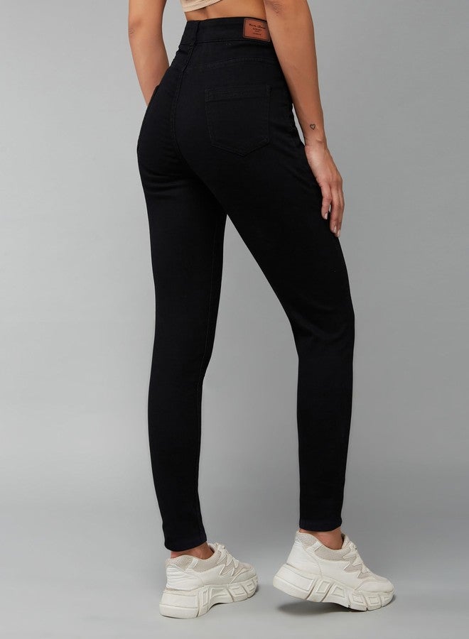 Miss Chase Women's Skinny Fit High Rise Regular Length Stretchable Denim Jeans (MCAW24DEN79-33-328-32, Ink Black, 32) - Image 4