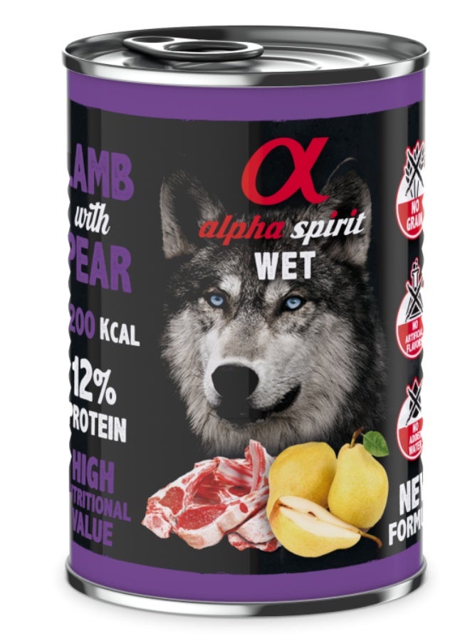 Alpha Spirit Canned Dog Food Lamb With Pear 400 g