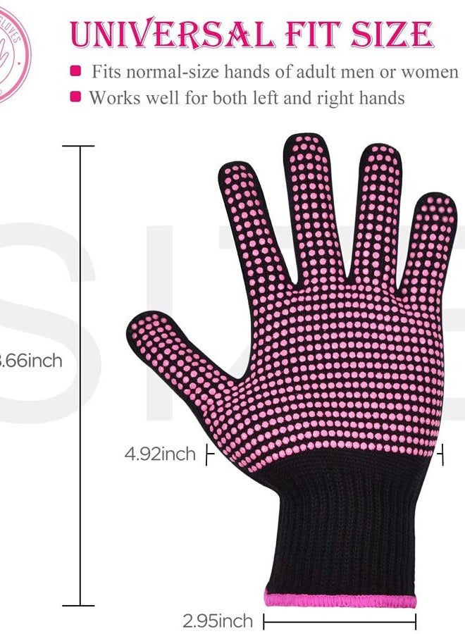 Sopito Heat Resistant Gloves with Silicone Bumps, 2Pcs Professional Heat Proof Glove Mitts for Hair Styling Curling Iron Flat Iron and Curling Wand Hot-Air Brushes,Universal Fit Size - Image 2