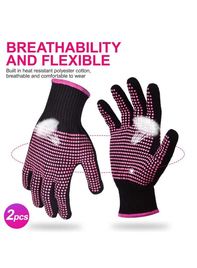 Sopito Heat Resistant Gloves with Silicone Bumps, 2Pcs Professional Heat Proof Glove Mitts for Hair Styling Curling Iron Flat Iron and Curling Wand Hot-Air Brushes,Universal Fit Size - Image 3